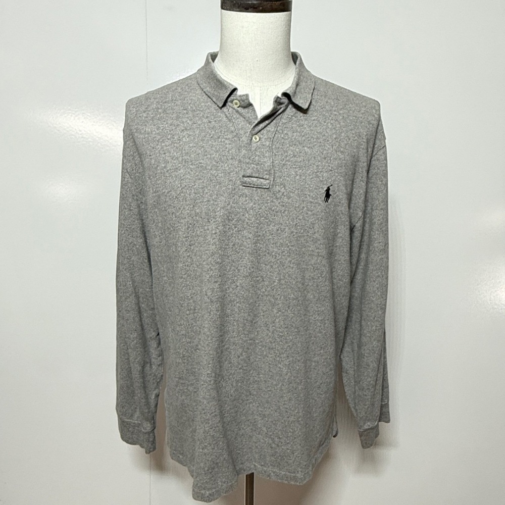 Polo Ralph Lauren Shirt Mens XL Gray Long Sleeve Polo Classic Pony Logo - Picture 2 of 9